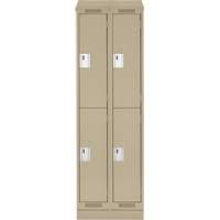 Clean Line Lockers, 2 -tier, Bank of 2, 24" x 18" x 82", Steel, Beige, Rivet (Assembled) Brunswick Fyr & Safety