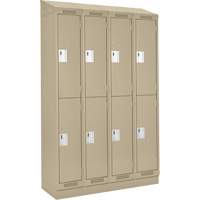 Clean Line Lockers, 2 -tier, Bank of 4, 48" x 18" x 82", Steel, Beige, Rivet (Assembled) Brunswick Fyr & Safety