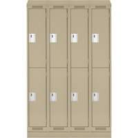 Clean Line Lockers, 2 -tier, Bank of 4, 48" x 18" x 82", Steel, Beige, Rivet (Assembled) Brunswick Fyr & Safety