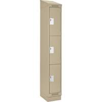 Clean Line Lockers, 3 -tier, 12" x 18" x 82", Steel, Beige, Rivet (Assembled) Brunswick Fyr & Safety