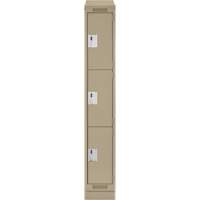 Clean Line Lockers, 3 -tier, 12" x 18" x 82", Steel, Beige, Rivet (Assembled) Brunswick Fyr & Safety