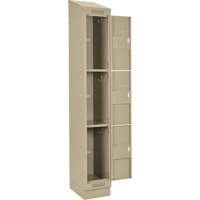 Clean Line Lockers, 3 -tier, Bank of 4, 48" x 18" x 82", Steel, Beige, Rivet (Assembled) Brunswick Fyr & Safety