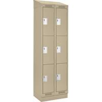 Clean Line Lockers, 3 -tier, Bank of 2, 24" x 18" x 82", Steel, Beige, Rivet (Assembled) Brunswick Fyr & Safety