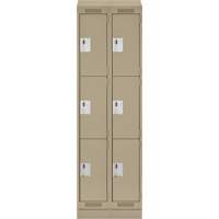 Clean Line Lockers, 3 -tier, Bank of 2, 24" x 18" x 82", Steel, Beige, Rivet (Assembled) Brunswick Fyr & Safety