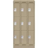 Clean Line Lockers, 3 -tier, Bank of 3, 36" x 18" x 82", Steel, Beige, Rivet (Assembled) Brunswick Fyr & Safety