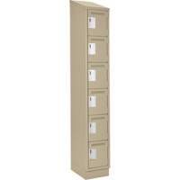 Clean Line Lockerette , 6 -tier, 12" x 18" x 82", Steel, Beige, Rivet (Assembled) Brunswick Fyr & Safety