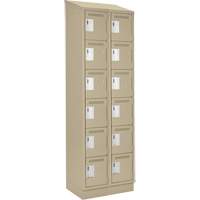Clean Line Lockerette , 6 -tier, Bank of 2, 24" x 18" x 82", Steel, Beige, Rivet (Assembled) Brunswick Fyr & Safety