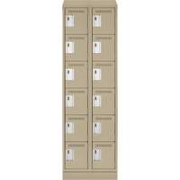 Clean Line Lockerette , 6 -tier, Bank of 2, 24" x 18" x 82", Steel, Beige, Rivet (Assembled) Brunswick Fyr & Safety