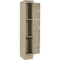 Clean Line Lockers, 3 -tier, Bank of 4, 48" x 18" x 76", Steel, Beige, Rivet (Assembled) Brunswick Fyr & Safety