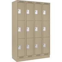 Clean Line Lockers, 3 -tier, Bank of 4, 48" x 18" x 76", Steel, Beige, Rivet (Assembled) Brunswick Fyr & Safety