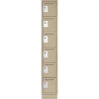 Clean Line Lockerette, 6 -tier, 12" x 18" x 76", Steel, Beige, Rivet (Assembled) Brunswick Fyr & Safety