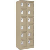 Clean Line Lockerette, 6 -tier, Bank of 2, 24" x 18" x 76", Steel, Beige, Rivet (Assembled) Brunswick Fyr & Safety