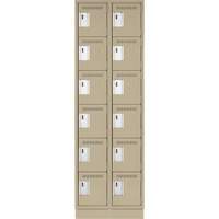 Clean Line Lockerette, 6 -tier, Bank of 2, 24" x 18" x 76", Steel, Beige, Rivet (Assembled) Brunswick Fyr & Safety