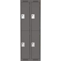 Clean Line Lockers, 2 -tier, Bank of 2, 24" x 18" x 72", Steel, Charcoal, Rivet (Assembled) Brunswick Fyr & Safety