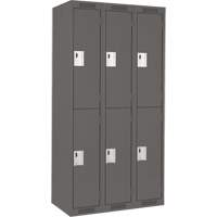 Clean Line Lockers, 2 -tier, Bank of 3, 36" x 18" x 72", Steel, Charcoal, Rivet (Assembled) Brunswick Fyr & Safety