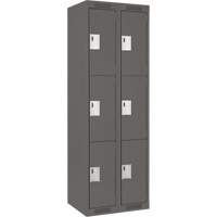 Clean Line Lockers, 3 -tier, Bank of 2, 24" x 18" x 72", Steel, Charcoal, Rivet (Assembled) Brunswick Fyr & Safety