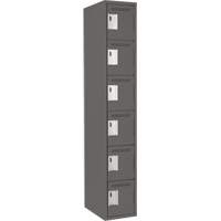 Clean Line Lockerette, 6 -tier, 12" x 18" x 72", Steel, Charcoal, Rivet (Assembled) Brunswick Fyr & Safety