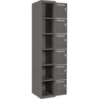 Clean Line Lockerette, 6 -tier, Bank of 4, 48" x 18" x 72", Steel, Charcoal, Rivet (Assembled) Brunswick Fyr & Safety