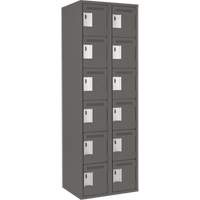 Clean Line Lockerette, 6 -tier, Bank of 2, 24" x 18" x 72", Steel, Charcoal, Rivet (Assembled) Brunswick Fyr & Safety