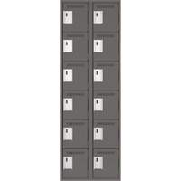 Clean Line Lockerette, 6 -tier, Bank of 2, 24" x 18" x 72", Steel, Charcoal, Rivet (Assembled) Brunswick Fyr & Safety