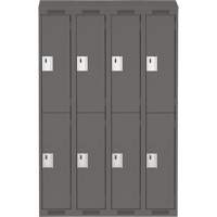 Casiers Clean Line, 2 niveaux, Bloc de 4, 48" x 18" x 78", Acier, Charbon, Rivet (assembl&eacute;) Brunswick Fyr & Safety