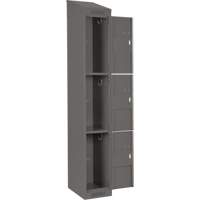 Clean Line Lockers, 3 -tier, Bank of 4, 48" x 18" x 78", Steel, Charcoal, Rivet (Assembled) Brunswick Fyr & Safety