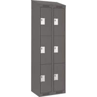 Clean Line Lockers, 3 -tier, Bank of 2, 24" x 18" x 78", Steel, Charcoal, Rivet (Assembled) Brunswick Fyr & Safety