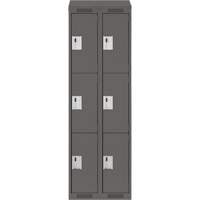 Clean Line Lockers, 3 -tier, Bank of 2, 24" x 18" x 78", Steel, Charcoal, Rivet (Assembled) Brunswick Fyr & Safety