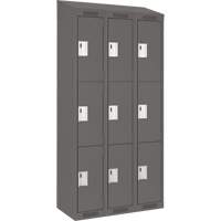 Clean Line Lockers, 3 -tier, Bank of 3, 36" x 18" x 78", Steel, Charcoal, Rivet (Assembled) Brunswick Fyr & Safety