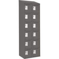 Clean Line Lockerette, 6 -tier, Bank of 2, 24" x 18" x 78", Steel, Charcoal, Rivet (Assembled) Brunswick Fyr & Safety