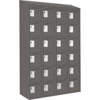 Clean Line Lockerette, 6 -tier, Bank of 4, 48" x 18" x 78", Steel, Charcoal, Rivet (Assembled) Brunswick Fyr & Safety