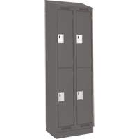 Clean Line Lockers, 2 -tier, Bank of 2, 24" x 18" x 82", Steel, Charcoal, Rivet (Assembled) Brunswick Fyr & Safety
