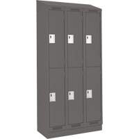 Clean Line Lockers, 2 -tier, Bank of 3, 36" x 18" x 82", Steel, Charcoal, Rivet (Assembled) Brunswick Fyr & Safety