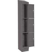 Clean Line Lockers, 3 -tier, Bank of 4, 48" x 18" x 82", Steel, Charcoal, Rivet (Assembled) Brunswick Fyr & Safety