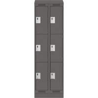 Clean Line Lockers, 3 -tier, Bank of 2, 24" x 18" x 82", Steel, Charcoal, Rivet (Assembled) Brunswick Fyr & Safety
