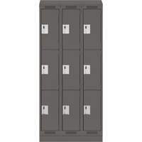 Clean Line Lockers, 3 -tier, Bank of 3, 36" x 18" x 82", Steel, Charcoal, Rivet (Assembled) Brunswick Fyr & Safety