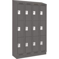 Clean Line Lockers, 3 -tier, Bank of 4, 48" x 18" x 82", Steel, Charcoal, Rivet (Assembled) Brunswick Fyr & Safety