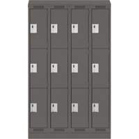 Clean Line Lockers, 3 -tier, Bank of 4, 48" x 18" x 82", Steel, Charcoal, Rivet (Assembled) Brunswick Fyr & Safety