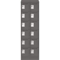 Clean Line Lockerette, 6 -tier, Bank of 2, 24" x 18" x 82", Steel, Charcoal, Rivet (Assembled) Brunswick Fyr & Safety
