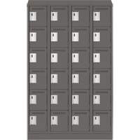 Clean Line Lockerette, 6 -tier, Bank of 4, 48" x 18" x 82", Steel, Charcoal, Rivet (Assembled) Brunswick Fyr & Safety