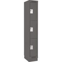 Clean Line Lockers, 3 -tier, 12" x 18" x 76", Steel, Charcoal, Rivet (Assembled) Brunswick Fyr & Safety