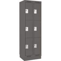 Clean Line Lockers, 3 -tier, Bank of 2, 24" x 18" x 76", Steel, Charcoal, Rivet (Assembled) Brunswick Fyr & Safety