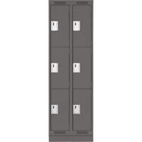 Clean Line Lockers, 3 -tier, Bank of 2, 24" x 18" x 76", Steel, Charcoal, Rivet (Assembled) Brunswick Fyr & Safety