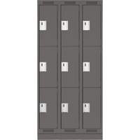Clean Line Lockers, 3 -tier, Bank of 3, 36" x 18" x 76", Steel, Charcoal, Rivet (Assembled) Brunswick Fyr & Safety