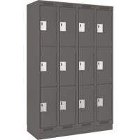 Casiers Clean Line, 3 niveaux, Bloc de 4, 48" x 18" x 76", Acier, Charbon, Rivet (assembl&eacute;) Brunswick Fyr & Safety