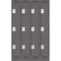 Casiers Clean Line, 3 niveaux, Bloc de 4, 48" x 18" x 76", Acier, Charbon, Rivet (assembl&eacute;) Brunswick Fyr & Safety