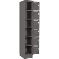 Clean Line Lockerette, 6 -tier, Bank of 4, 48" x 18" x 76", Steel, Charcoal, Rivet (Assembled) Brunswick Fyr & Safety