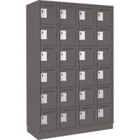 Clean Line Lockerette, 6 -tier, Bank of 4, 48" x 18" x 76", Steel, Charcoal, Rivet (Assembled) Brunswick Fyr & Safety