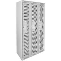 Clean Line Lockers, Bank of 3, 36" x 15" x 72", Steel, Grey, Rivet (Assembled), Perforated Brunswick Fyr & Safety