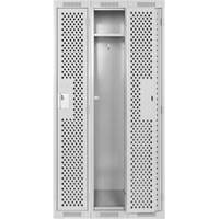Clean Line Lockers, Bank of 3, 36" x 15" x 72", Steel, Grey, Rivet (Assembled), Perforated Brunswick Fyr & Safety